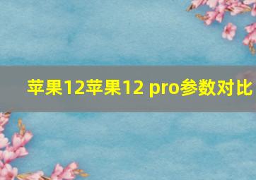 苹果12苹果12 pro参数对比